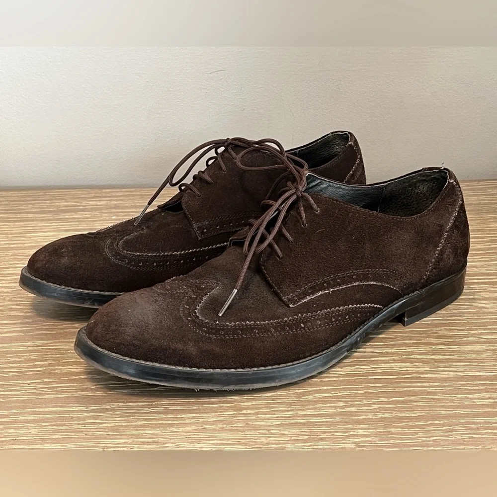 Calvin Klein Brown Suede Men’s Wingtip Oxfords 9‎